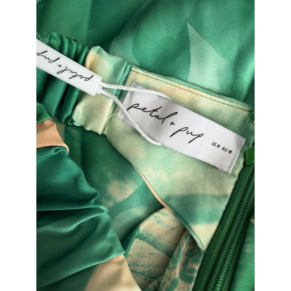 Petal & Pup Eliza Maxi Dress Green Halter Open Back Satin Size M NWT - Picture 7 of 7